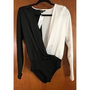 Black & White Blouse Bodysuit